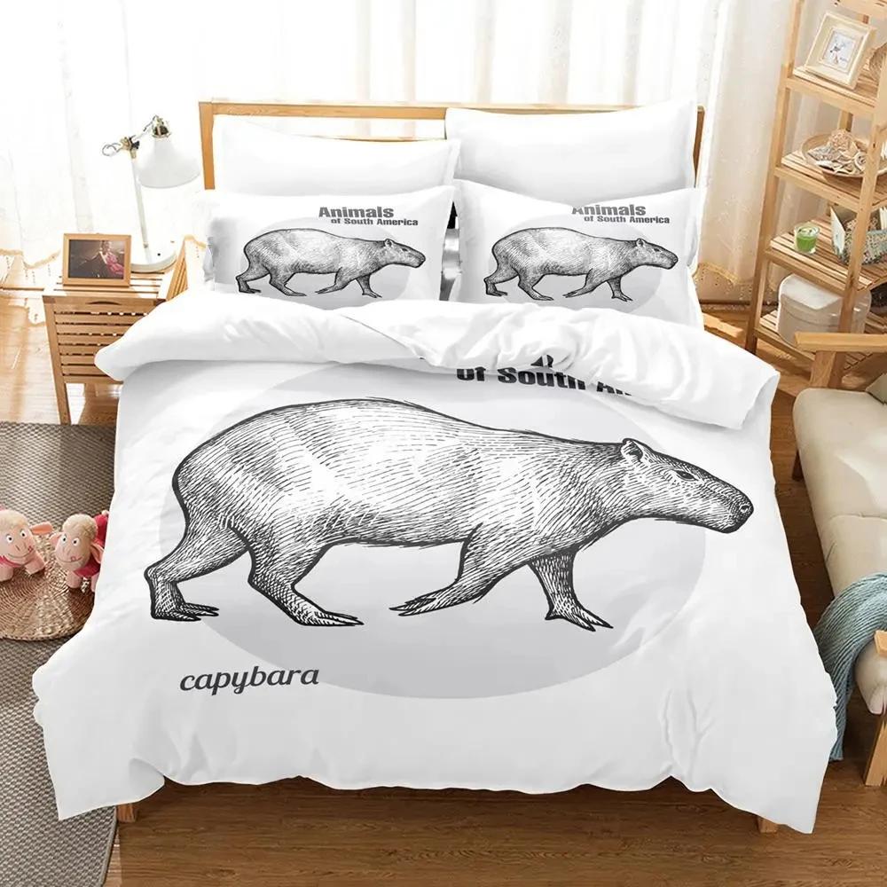 Capybaras Single Double Queen King Size Bedding Set Boys Bedroom Duvet Cover 3D Print Anime Bed Sheet Set Duvet Cover Bed Set