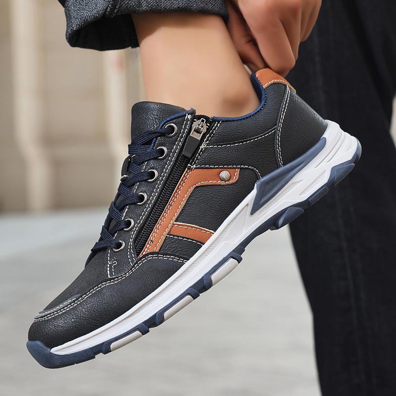 TUINANLE Mens Wide Fit Breathable PU Sneakers Casual Outdoor Flat Trainers Large Size 39-48 Soft Sole Non Slip Comfortable