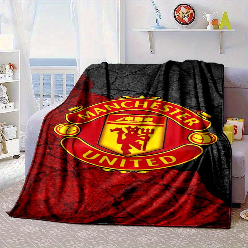Coperta Portatile/Morbida Coperta Biancheria da Letto con Stemma del Manchester United Adatta per Viaggi Campeggio Soggiorni Uffici Divani Regali per Tifosi