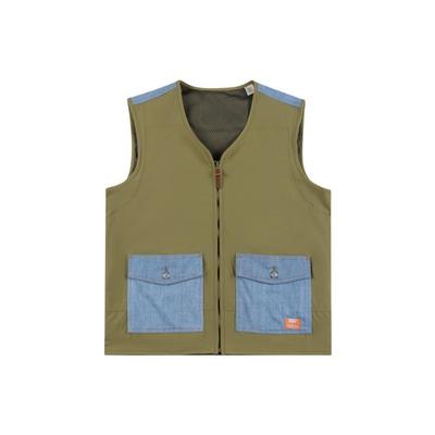 Levis Color Block Pocket Geometric Pattern Casual Vest Men Vests Green A4335-0000
