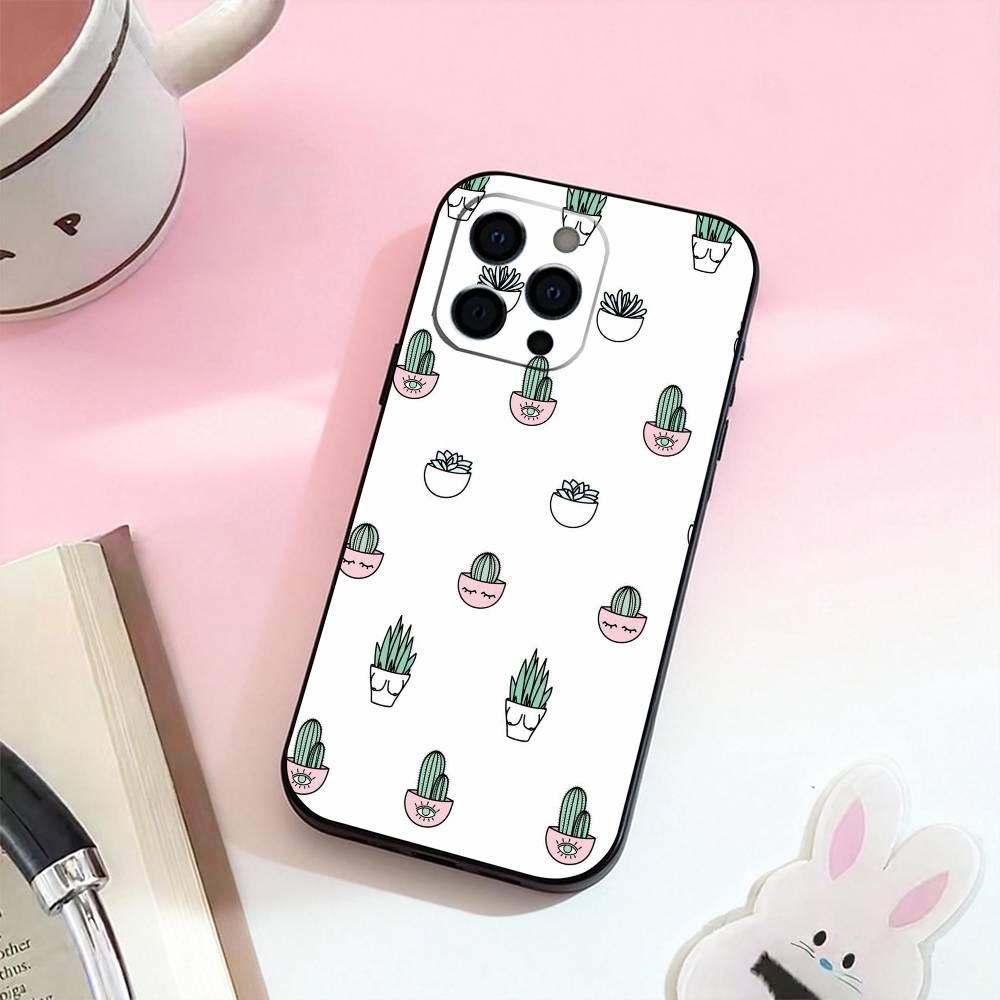 Cactus Succulents Phone Case Silicone Soft For IPhone 17,16,15,14,13,12,11,XS,Plus Pro Max
