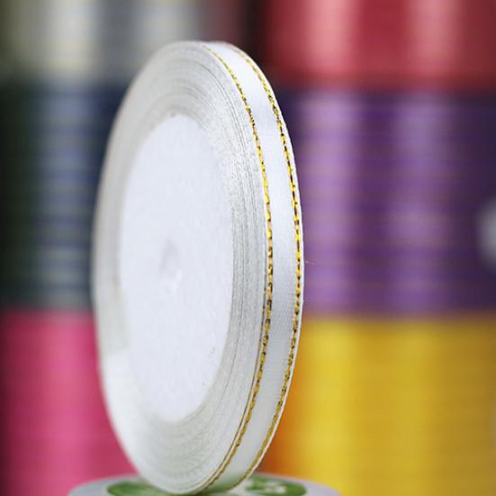 1 Roll 25 Yard 6mm Wide Golden Tone Rimmed Stain Ribbons Wedding Birthday Decor