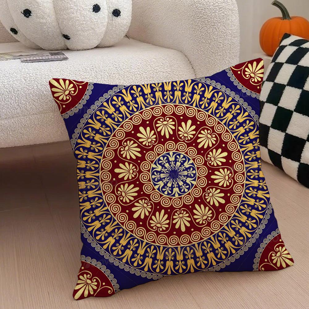 Chinese-Style Scroll Pattern Traditional Culture Cushion Cover Throw Pillow Cover Hidden Button Durable Polyester Chair Cushion