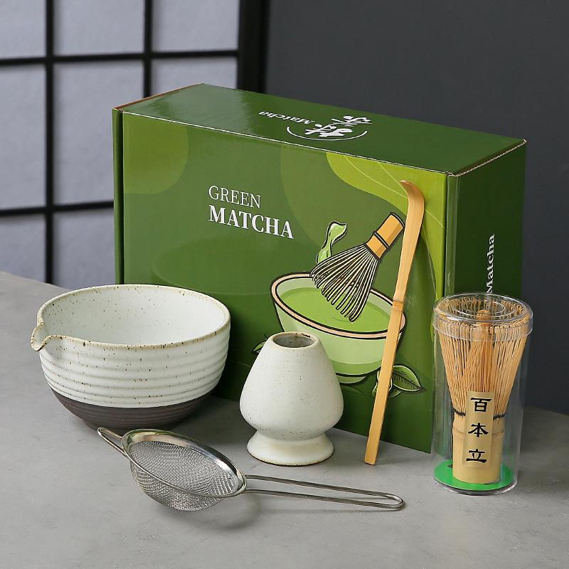 Ceramic matcha set tea set tea set cross-border matcha bowl tea lid set Japanese tea cup matcha powder mixer