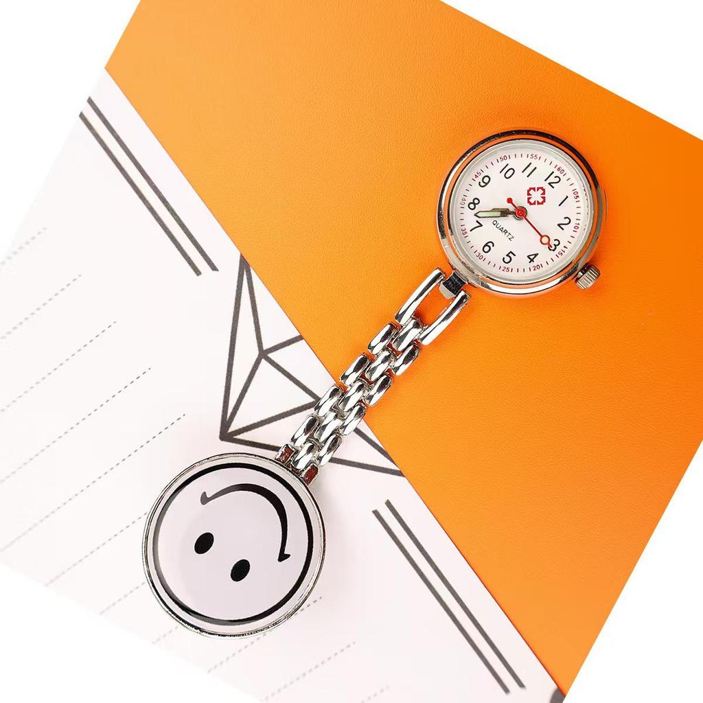 Retro Luminous Nurse Pocket Watch - Cute Smiley Face Brooch for Men, Women & Students