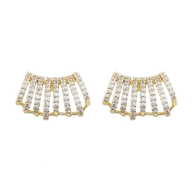 New Trend Gold Color Metal Inlaid With Crystal Stud Earrings For Women Korean Fashion Women Earrings Party Classic Jewelry Gifts