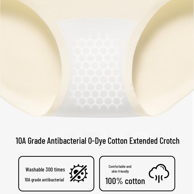 Women's 100% Cotton Seamless Antibacterial Briefs 3-Pack