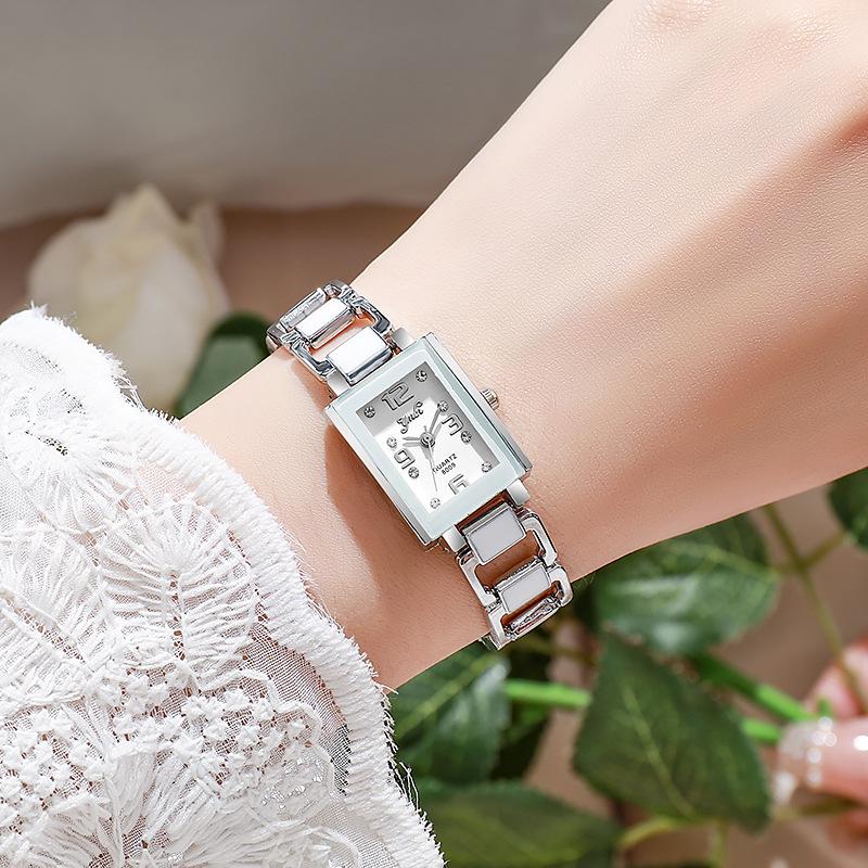 Women's Ceramic Strap Quartz Watch with Luxury Bracelet