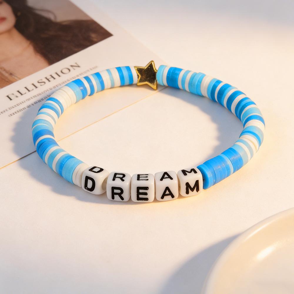 Trendy Teen DIY Friendship Bracelet: Colorful Adjustable Polymer Clay with Sweet Letter Charms