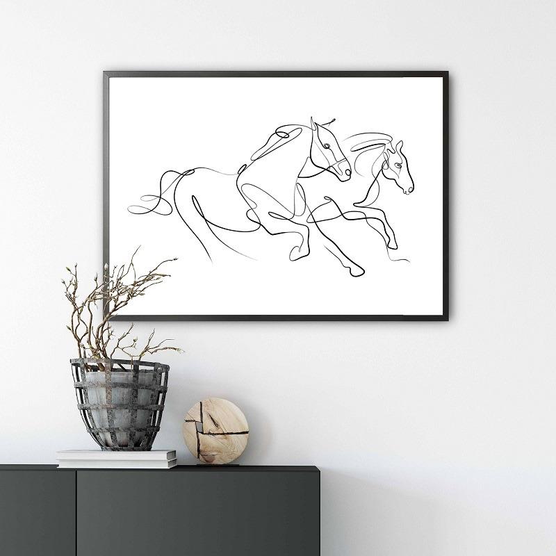 Horse Single Line Art Modern Minimalist Posters Prints Canvas Painting Animal Horse Wall Art Picture for Living Room Home Decor