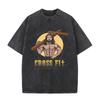 Retro Acid Wash Oversized T-Shirt Muscular Jesus Carrying Cross Cross Fit Graphic Gym Faith Casual Men Tops