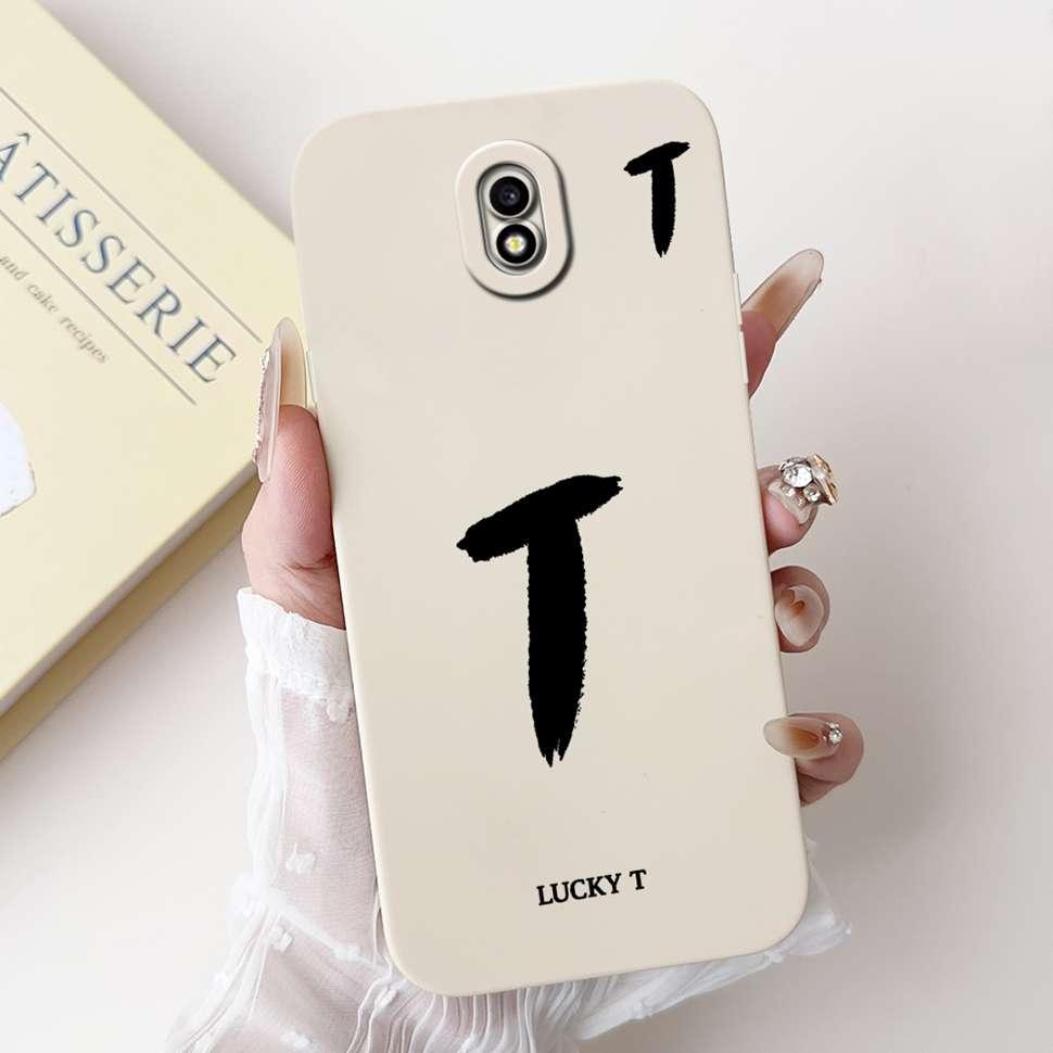 For Samsung Galaxy J3 2017 SM-J330FN Case Cute Lucky Letter A-Z Print Soft Silicone Cover For Samsung J3 J5 J7 2017 Phone Casing