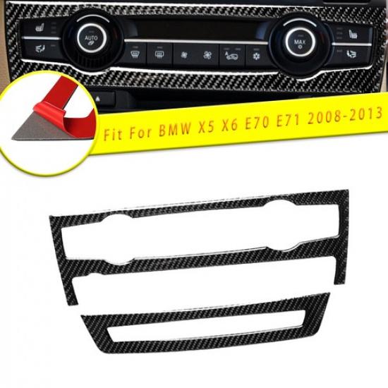 Car Real Carbon Fiber Air Condition Panel Cover For BMW X5 X6 E70 E71 2008-2013