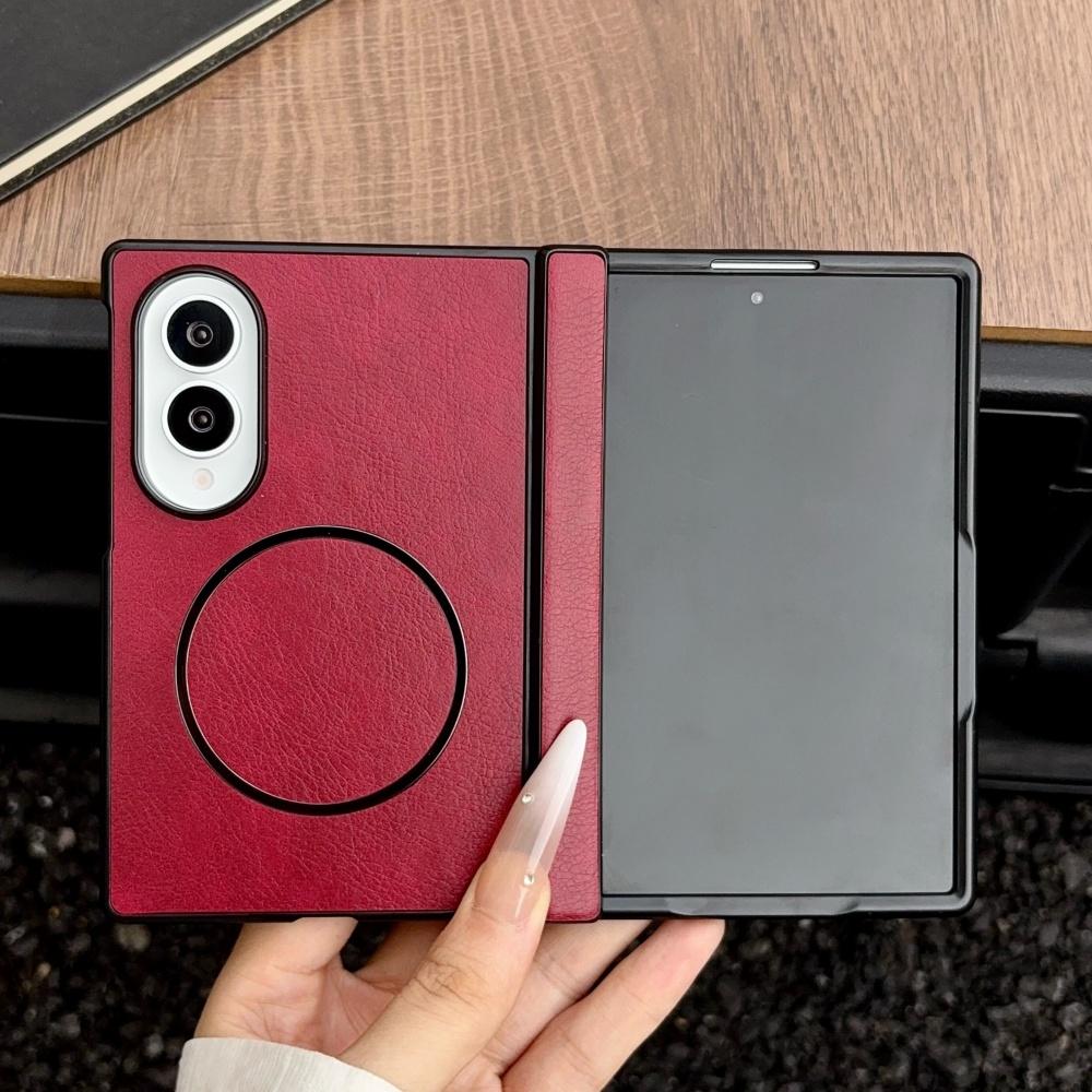 For Magsafe Leather Pattern Hinge Protect Case for Samsung Galaxy Z Fold 8 Ultra Fold 8 7 6 5 Soft Shockproof Magnetic Cover