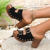 2025 new high-heeled sandals women's foreign trade European and American style outer wear sexy thick-heeled high-heeled fish-mouth sandals large size