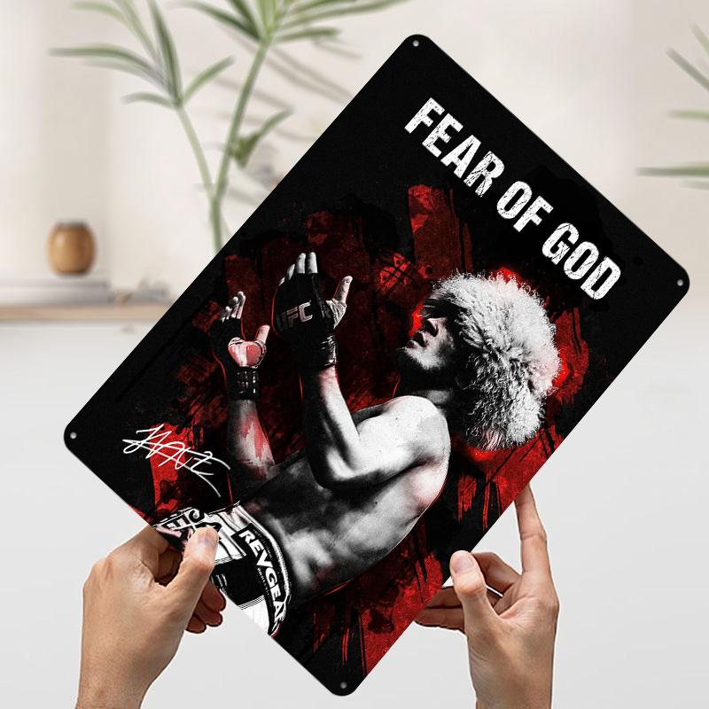 Poster di Khabib Nurmagomedov Arte da Parete Personalizzato Segnali Metallici Vintage Targhetta in Latta Retrò per Man Cave Decorazione Articoli per la Decorazione della Casa