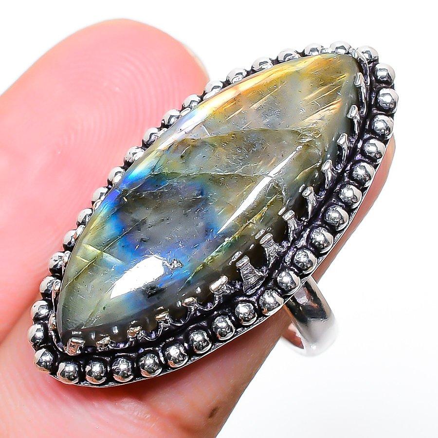 Labradorite Gemstone Handmade 925 Sterling Silver Jewelry Pendant 2.36"