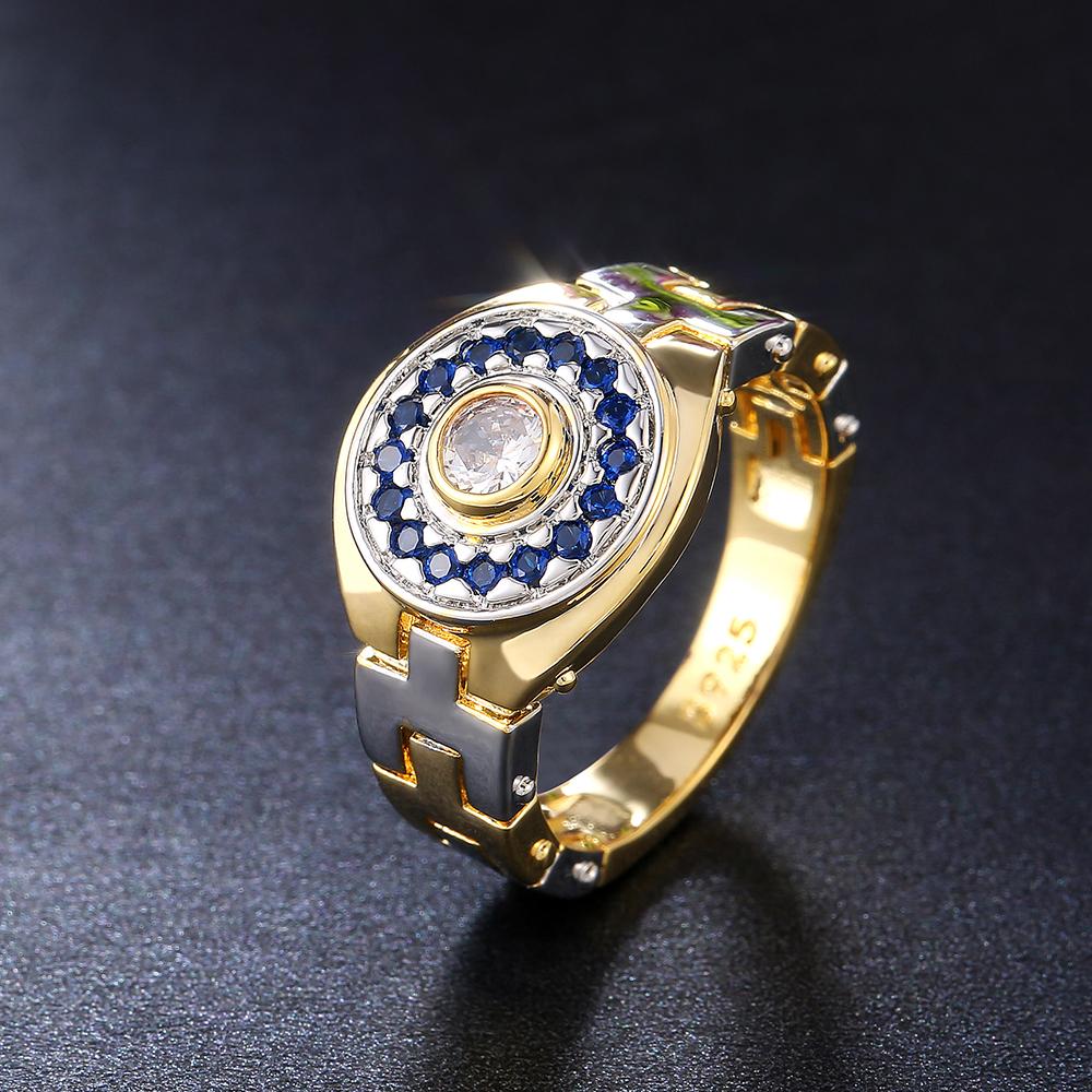 Moteklokkeformede gifteringer for kvinner Tofarget design Brilliant Cubic Zirconia Unike kvinnelige ringer Forlovelsessmykker