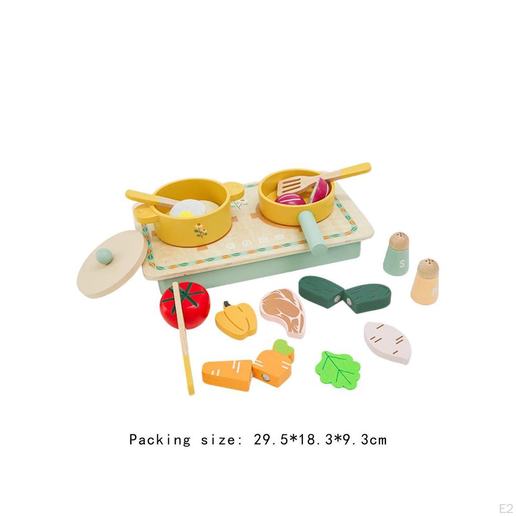 Wooden Play Cooking Set,Cooking Toys Fun with Pot and Pan Play,Kitchen Accessories,Food