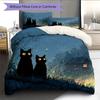 Black Cat at Night Pattern Bedding Quilt Set  Home Decoration  Gift (1 * duvet cover + 2 * pillowcase  without core)
