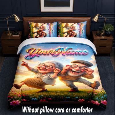 Valentine Love Theme Custom Text Or Name 3Pcs Bedding Set,1 Flat Sheet & 2 Pillowcases Personalized Home Bedding