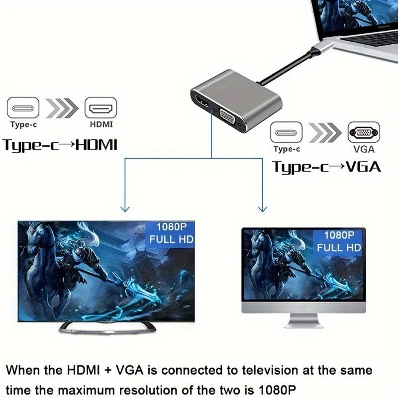 4-in-1 Type C Adapter Hub To HDMI VGA USB 3.0 Digital AV Multiport Adapter