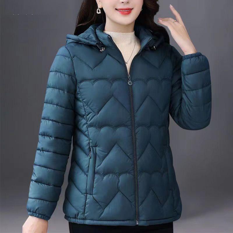 Plus-size Autumn Winter Solid Color Hoodie Fashion Women Warm Zipper Coat Loose Casual Tide Jacket Thin Down