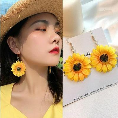 Sonnenblumen Lange Ohrringe - Sommerurlaubsstil