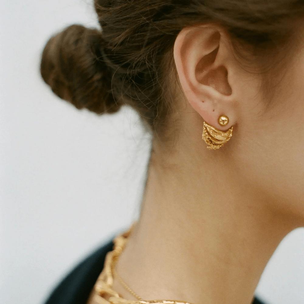 Vintage Semicircular Bending Irregular Old Removable Stud Earrings