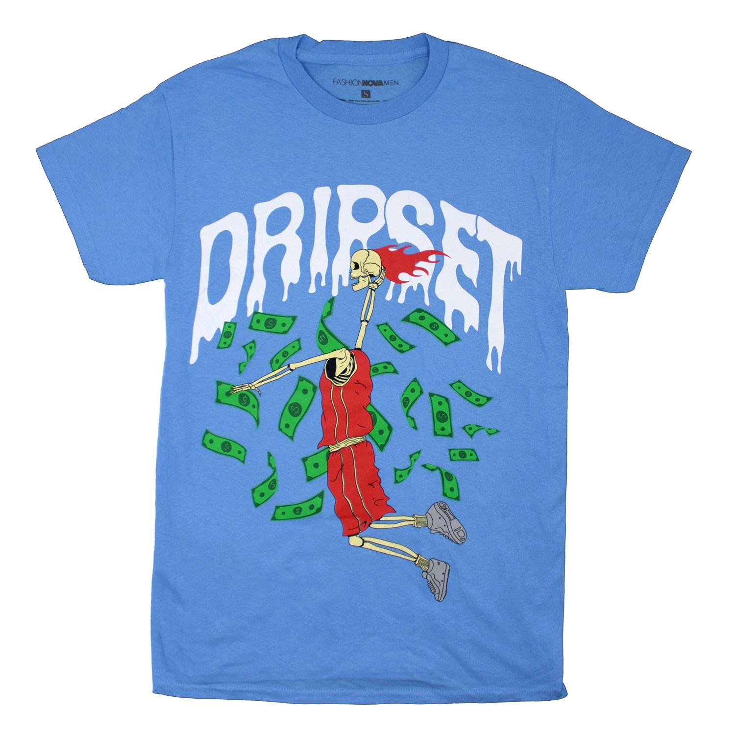Men s Novelty Dripset by Fashion Nova T-shirt Medium Blue XXL