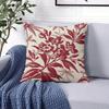 Cream Red Flower Square Jacquard Pillow Cover for Sofa Office Waist Cushion Cover Home Decorative Pillowcase