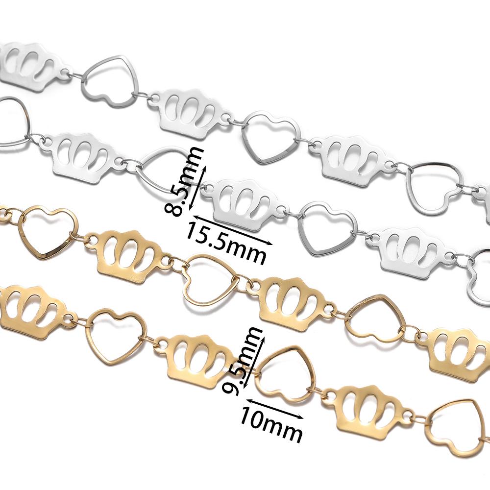1m Stainless Steel Hollow Crown And Heart Link Chains for Handmade DIY Waist Chain Necklace Bracelet Jewelry Making Chain