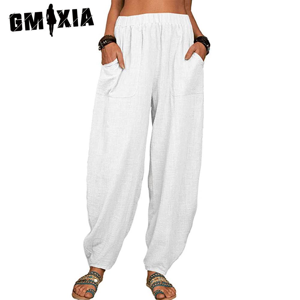 

GMXIA Женские модные повседневные брюки и капри с однотонным принтом S белый