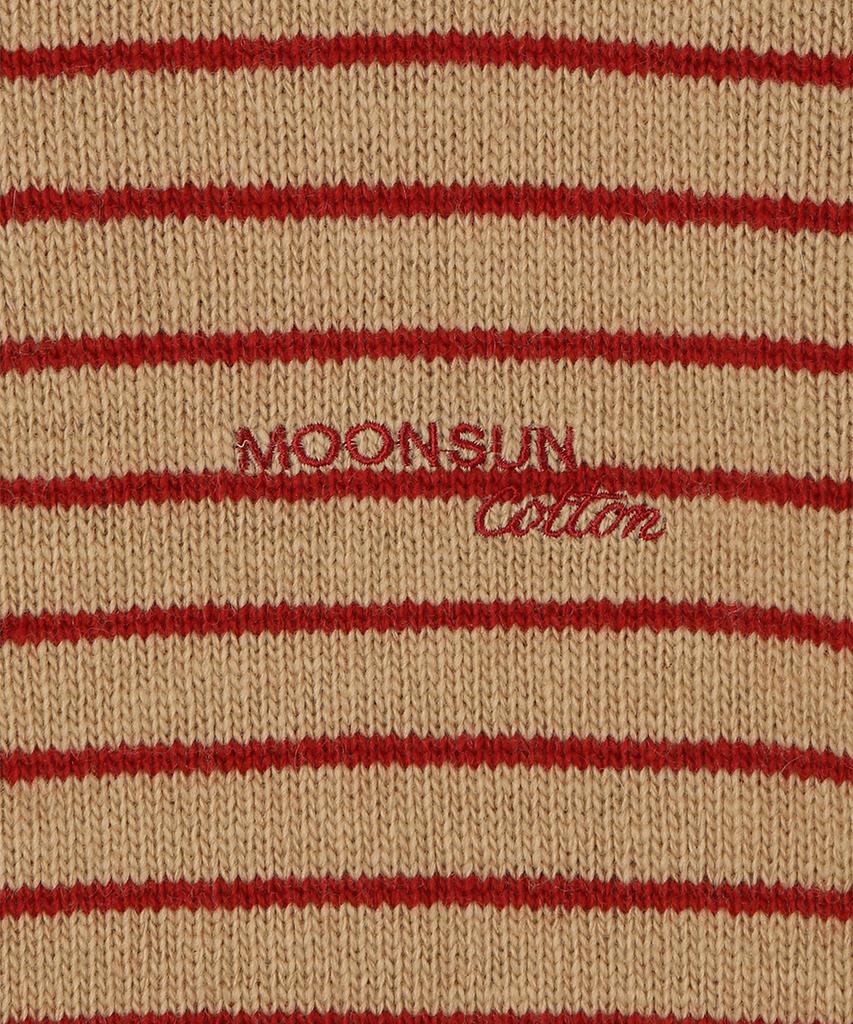 MOONSUN 02 M.C Unisex, Stripe Wool Collar Knit / Beige