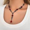 Gothic Blood Drop Pendant & Earring Set: Halloween Black & Red Color-Block Design