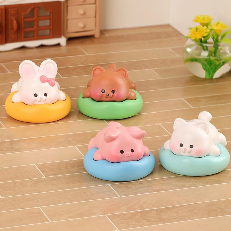 Mini Cute Resin Cat Dog Pig Rabbit Animal Doll Model Desktop Ornament Cartoon Figures Fairy Garden Decoration Accessories