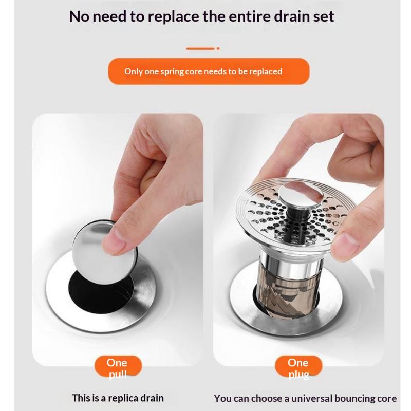 1Pcs Anti-Leak Water Stopper Anti-Odor Replacement Core Press Spring‑Loaded Basin Drain Stopper For Bathroom Sink Washbasin