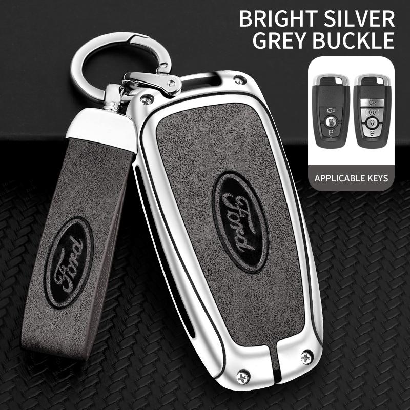 Car Metal Leather Key Shell Case Ford Fusion Edge Mustang Explorer Expedition Bronco Ecosport Ranger F150 F250 350 EVEREST Focus