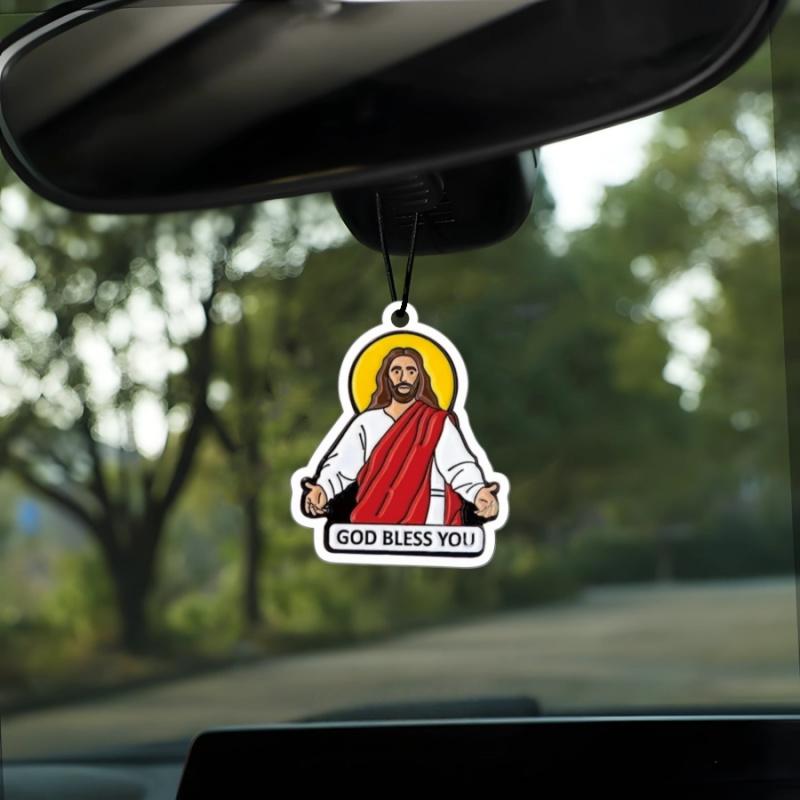 5pcsJesus Car Air Freshener for Men and Women, Car Hanging Fragrance, Bathroom, Bedroom, Wardrobe, Shoe Cabinet, Fragrance Card,