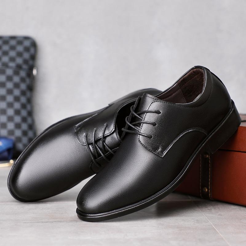 Dress Leather Shoes Men's Leather British Business Men's Shoes Spring and Autumn New Casual Work Groom Wedding Shoes