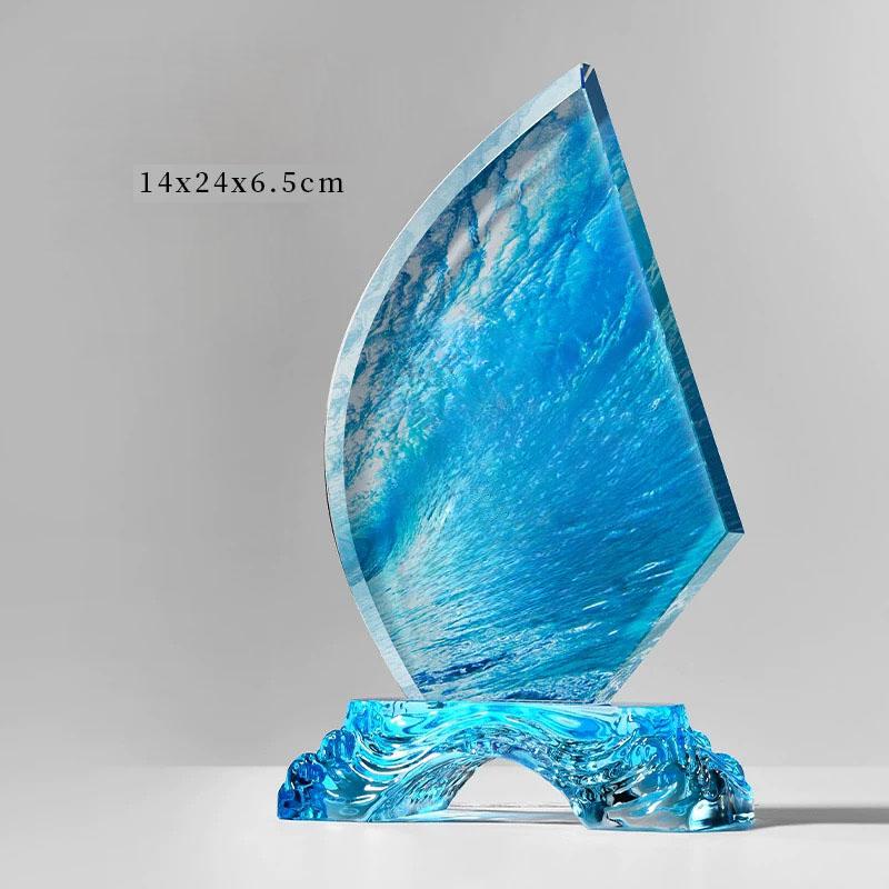 Customized Sailing Crystal Trophy, Five Point Star, Excellent Employee, Company Annual Meeting Award, Souvenir, Decor Medal, 1Pc