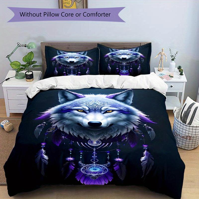3pcs set Wolf Dreamcatcher 1 Quilt Cover + 2 Pillowcases, All Seasons Bedroom Setting, Perfect for Home and Dorm Decor a159