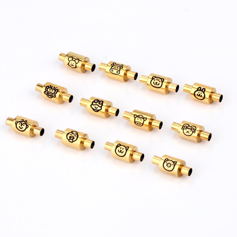 Twelve Zodiac Sign Braided Leather Bracelet with 3D Gold Buckle