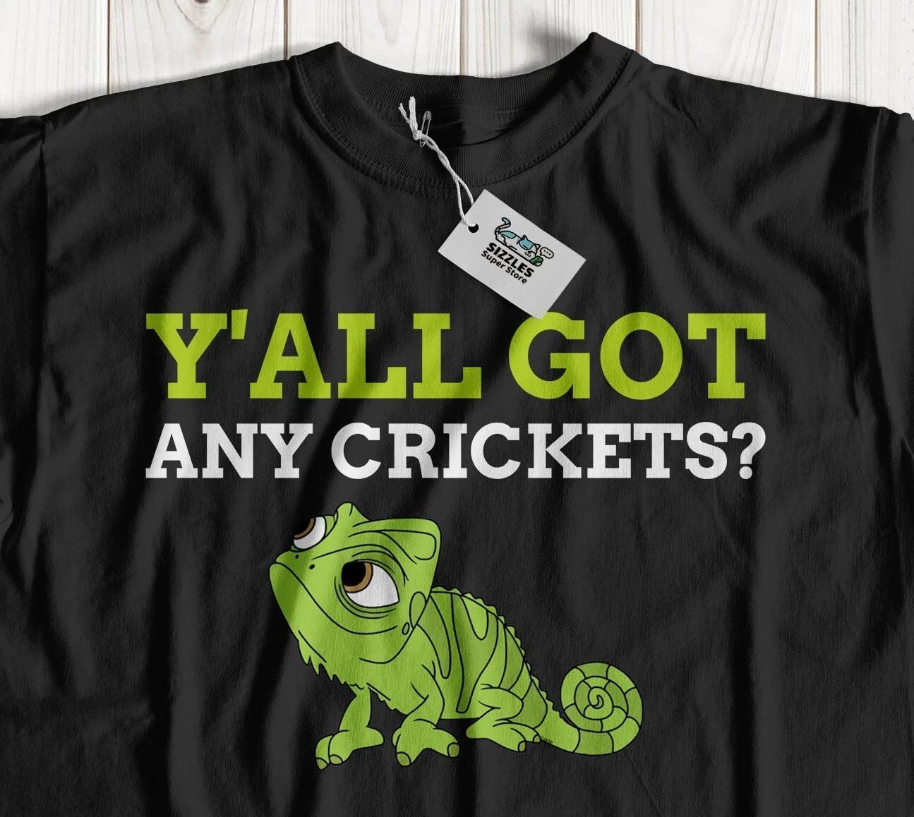 Y all Got Any Crickets? Unisex Funny Chameleon T-Shirt Lizard & Reptiles Gifts M