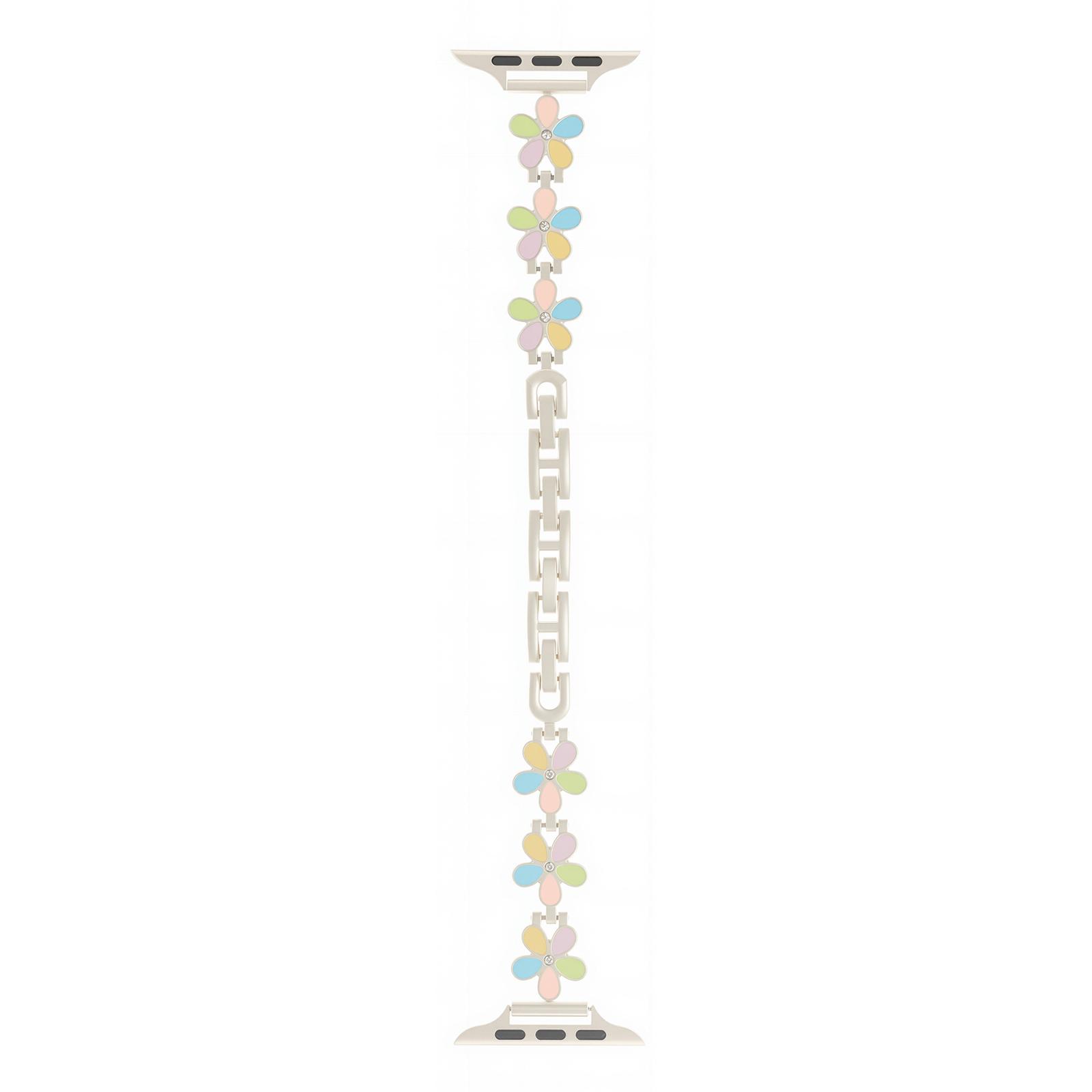 

Ремінець для Apple Watch Series 10 Ultra 9 8 7 SE 6 5 4 3 2 1 46 мм 49 мм 45 мм 44 мм 42 мм Ремінець на зап ястя з цинкового сплаву з квітковим дизайном Colorful+Starlight