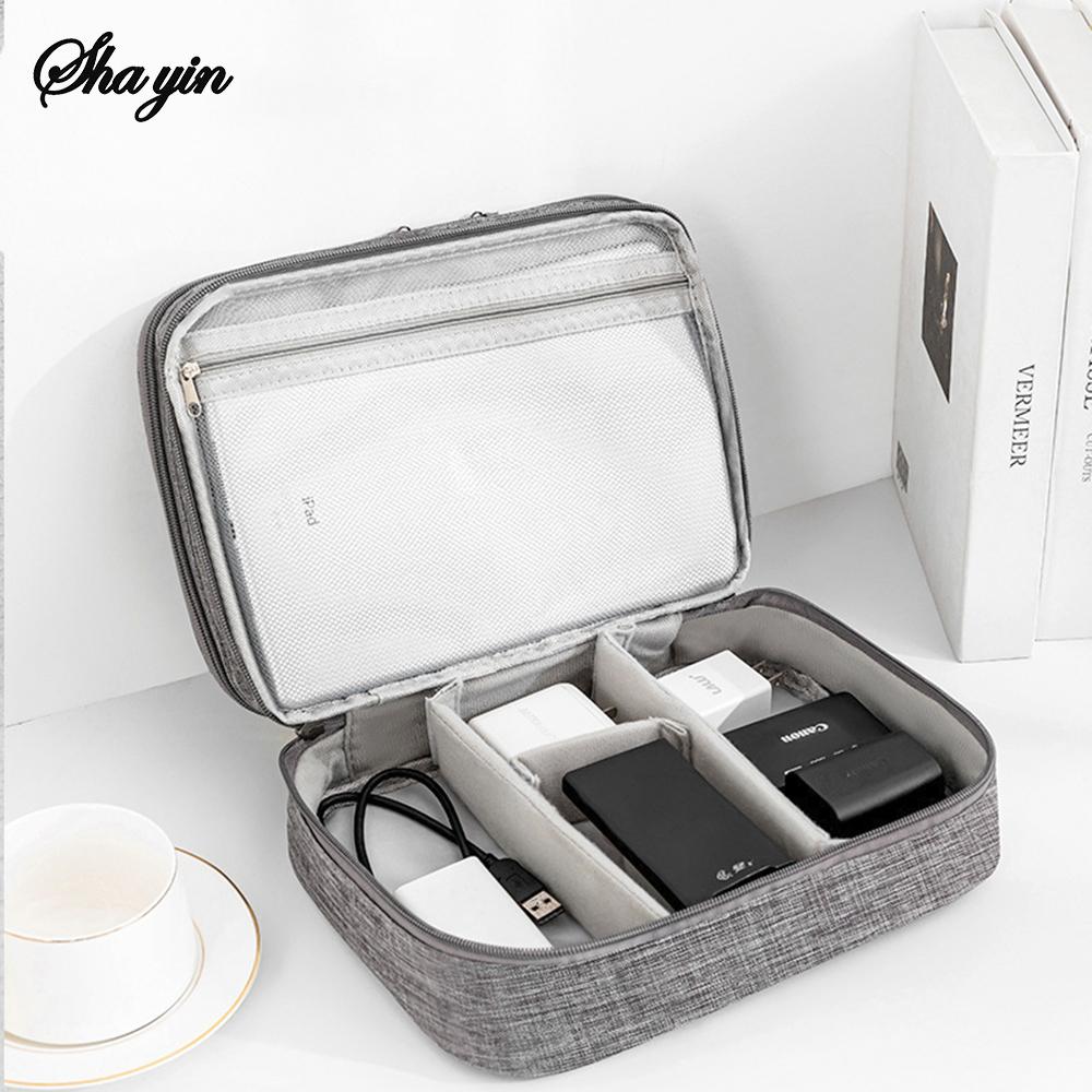 

Three layer grid multifunctional storage box, digital bag, data cable, power bank, headphones, travel bag