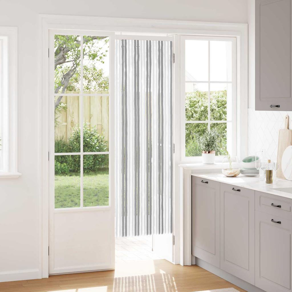 Insect Screen Door Curtain Chenille Grey and White 56 X 185 Cm