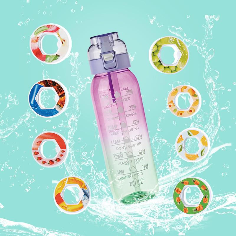 Fruit-Flavored Zero Calorie Water Bottle with Pop-Up Lid and Aroma Ring