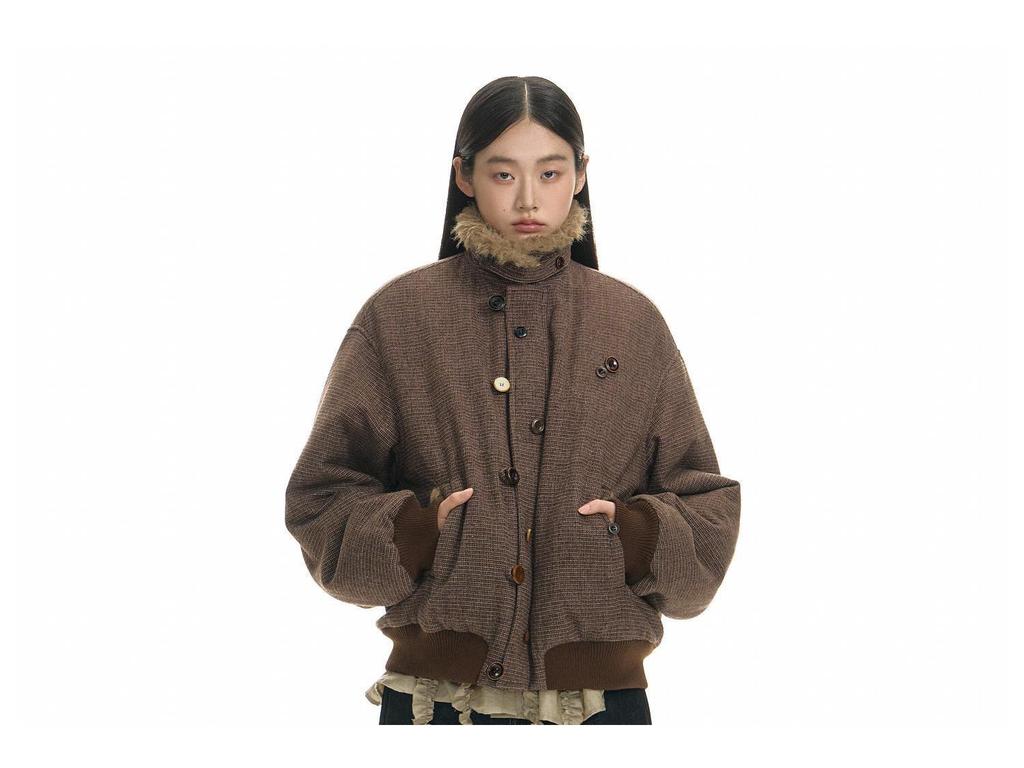 American Retro Winter Plus Velvet Warm Jacket with Golden Eagle Fur Collar for Men and Women
