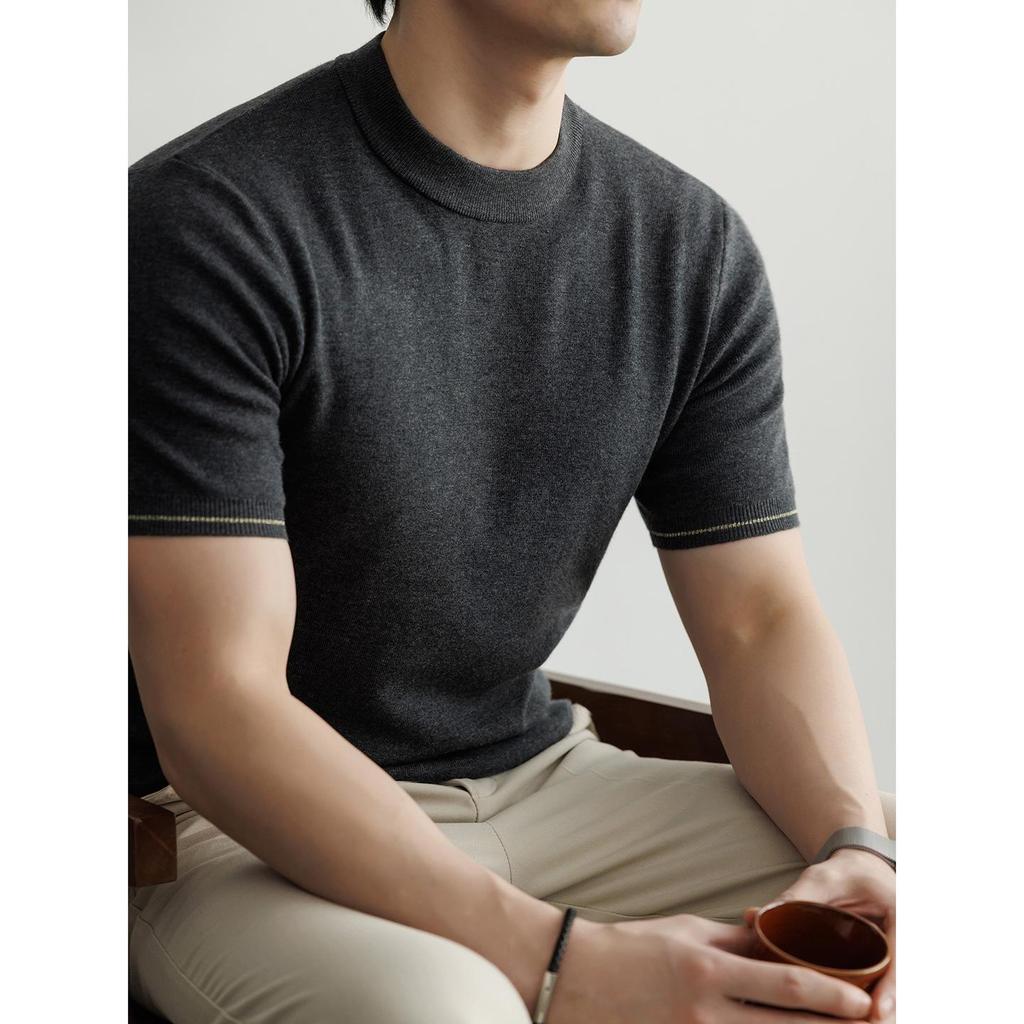 Men's Wool Mulberry Silk Knit Short Sleeve T-shirt - 2026 Spring Fashion
